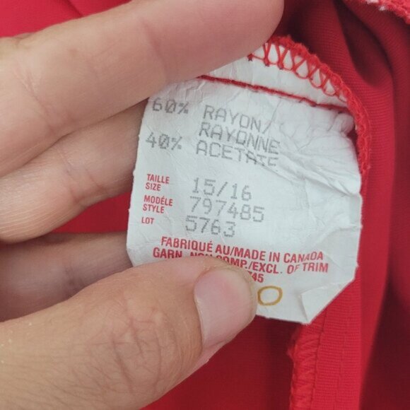 Sophisticate Vintage Red Open Front Cropped Gold Buttons Blazer Jacket Plus Size - Picture 5 of 8